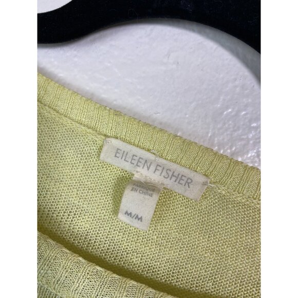 Eileen Fisher Yellow Organic Linen Lightweight Sweater Size Medium Long Sleeve - Picture 3 of 15
